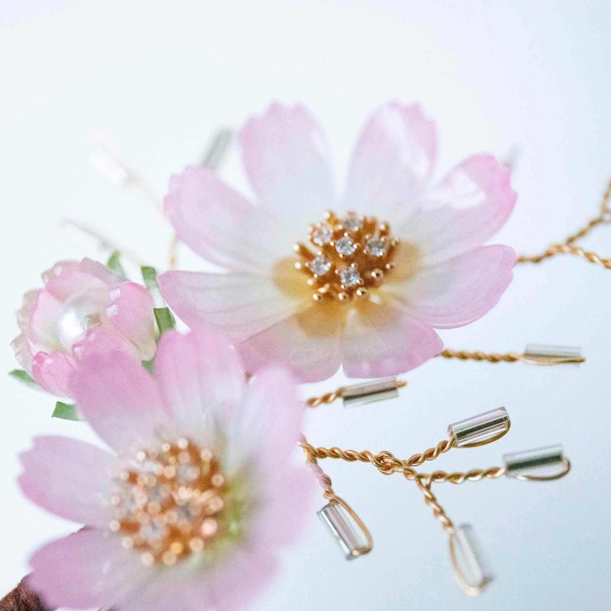 色が選べる 秋桜（コスモス）のかんざし｜U字タイプ ヘアアクセサリー1枚目の画像