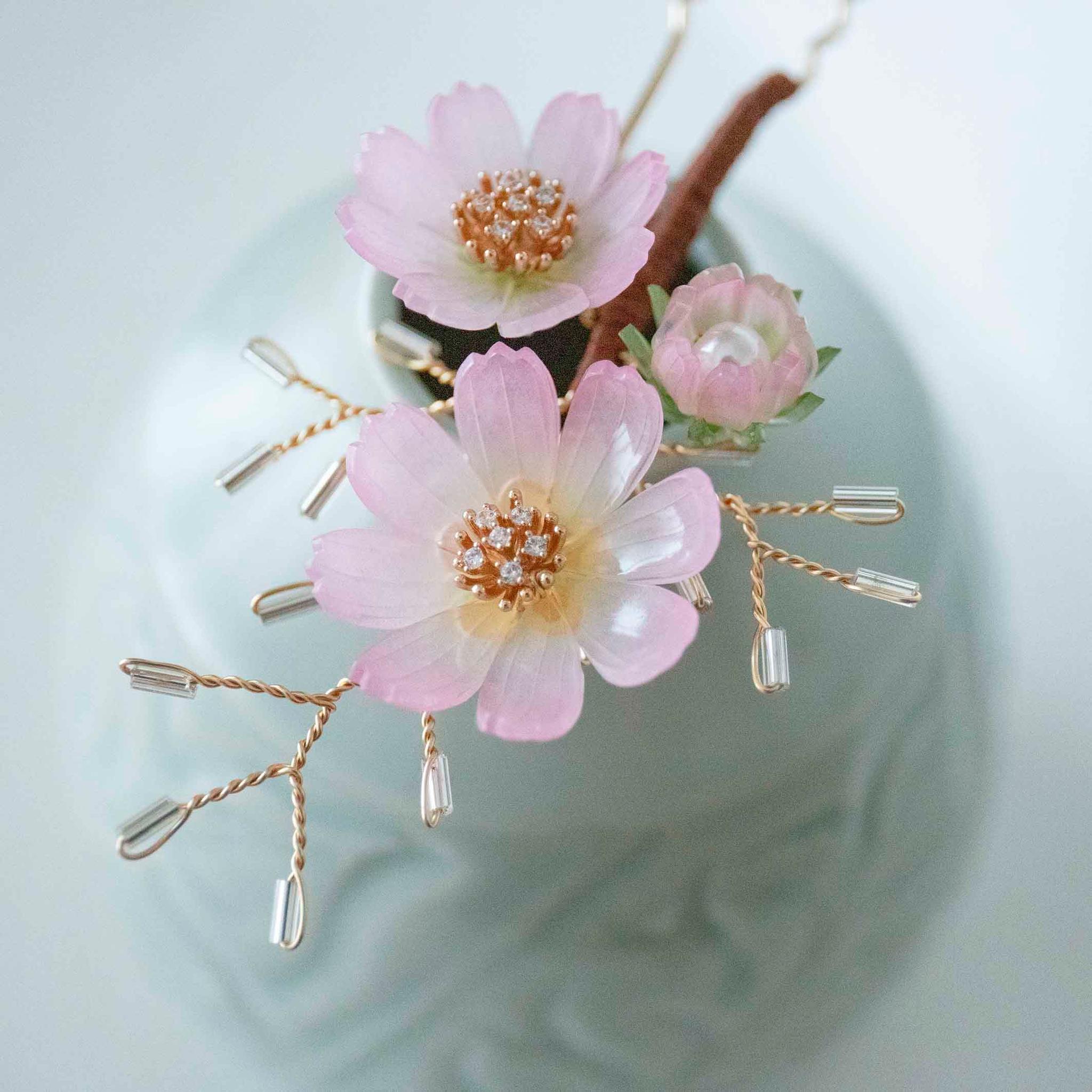 色が選べる 秋桜（コスモス）のかんざし｜U字タイプ ヘアアクセサリー | 5枚目