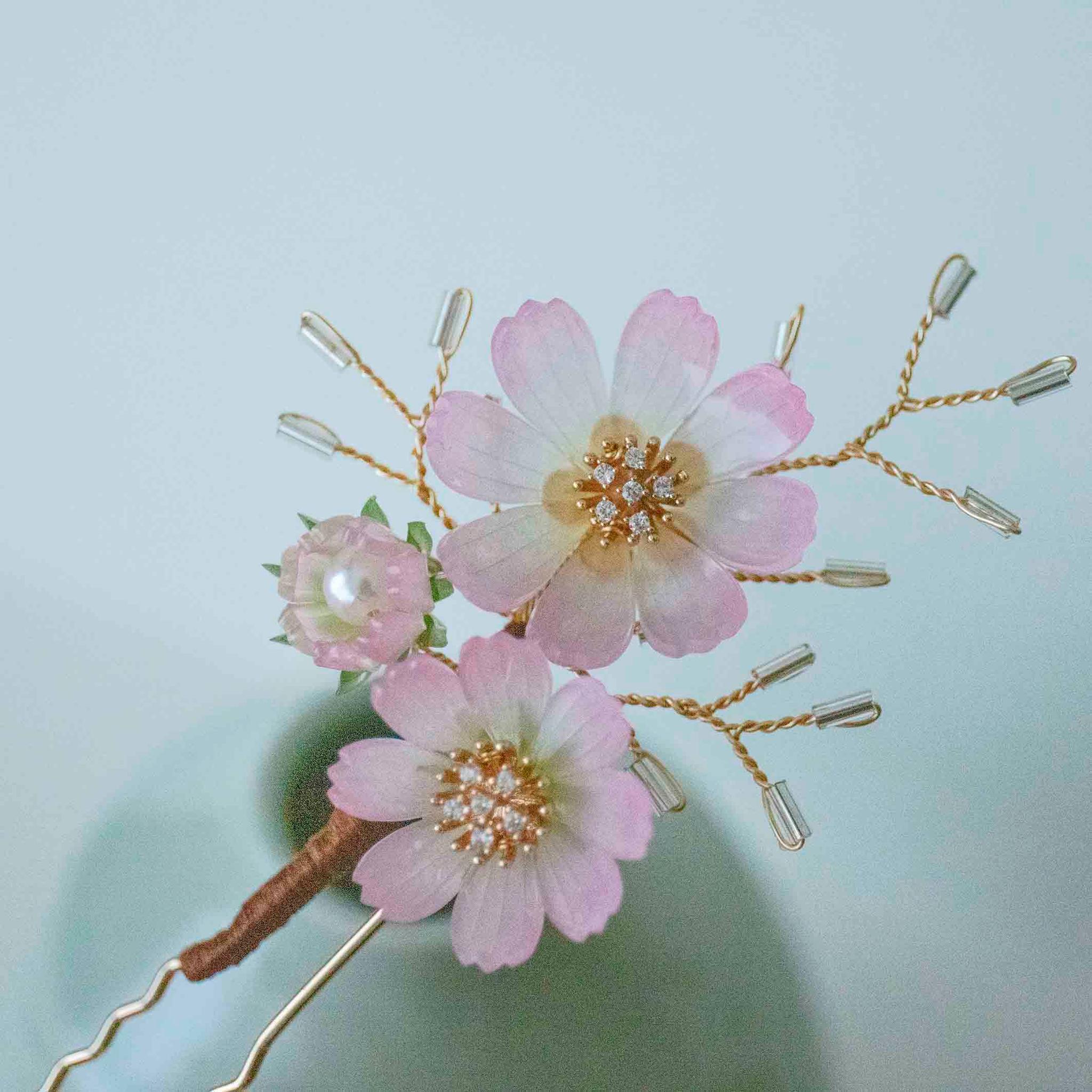 色が選べる 秋桜（コスモス）のかんざし｜U字タイプ ヘアアクセサリー | 6枚目